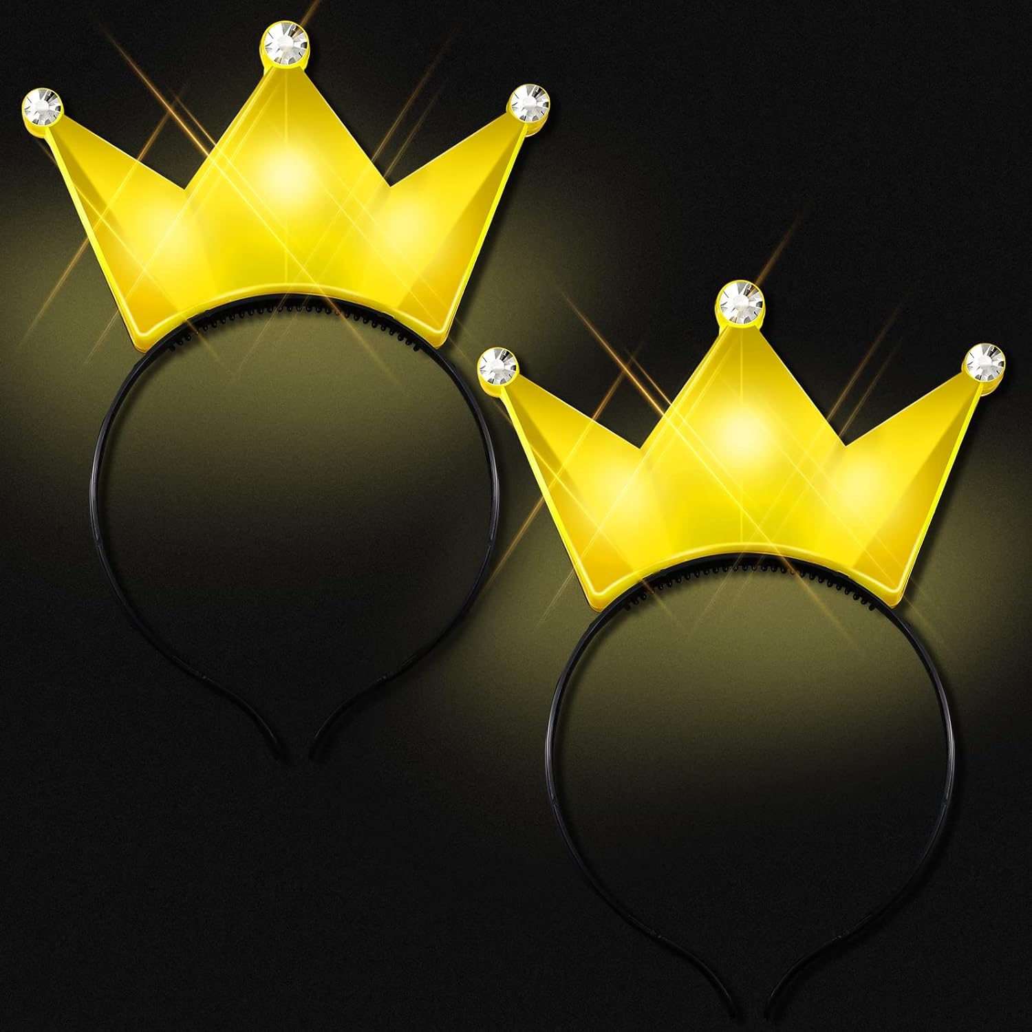 Women'S Yellow Accessories - 2pcs Yellow LED Crown Princess Tiara