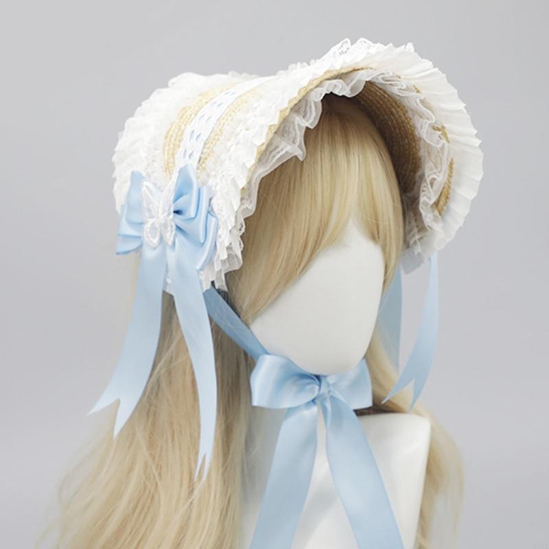 Women'S Victorian Era Accessories - Y3NE Victorian Lace Bonnet Hat for