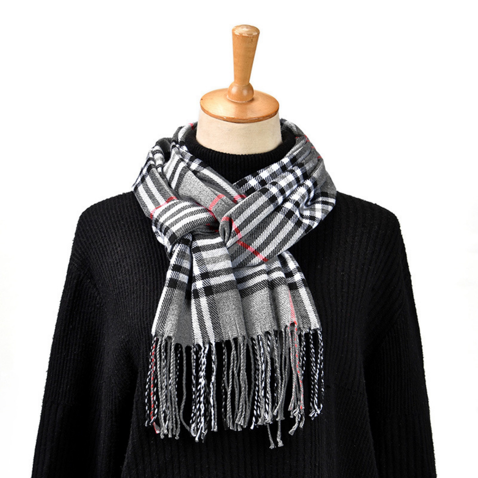 1PCPlaid Scarf Tassel Design C - Women'S Winter Accessories Set 评论和价格