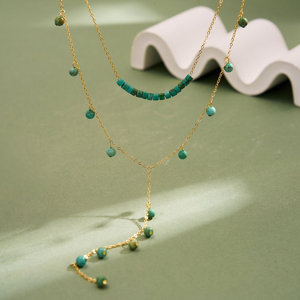 925 Sterling Silver Turquoise  - Charm Necklace Dainty 评论和价格