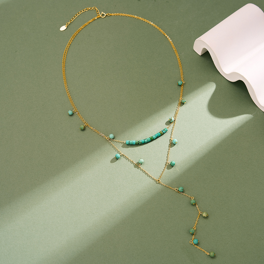 925 Sterling Silver Turquoise  - Charm Necklace Dainty 评论和价格