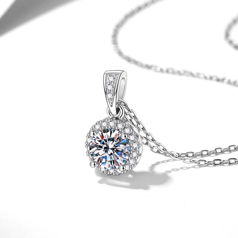 0.5-2ct Round Moissanite Neckl - Charm Necklace Dainty 评论和价格