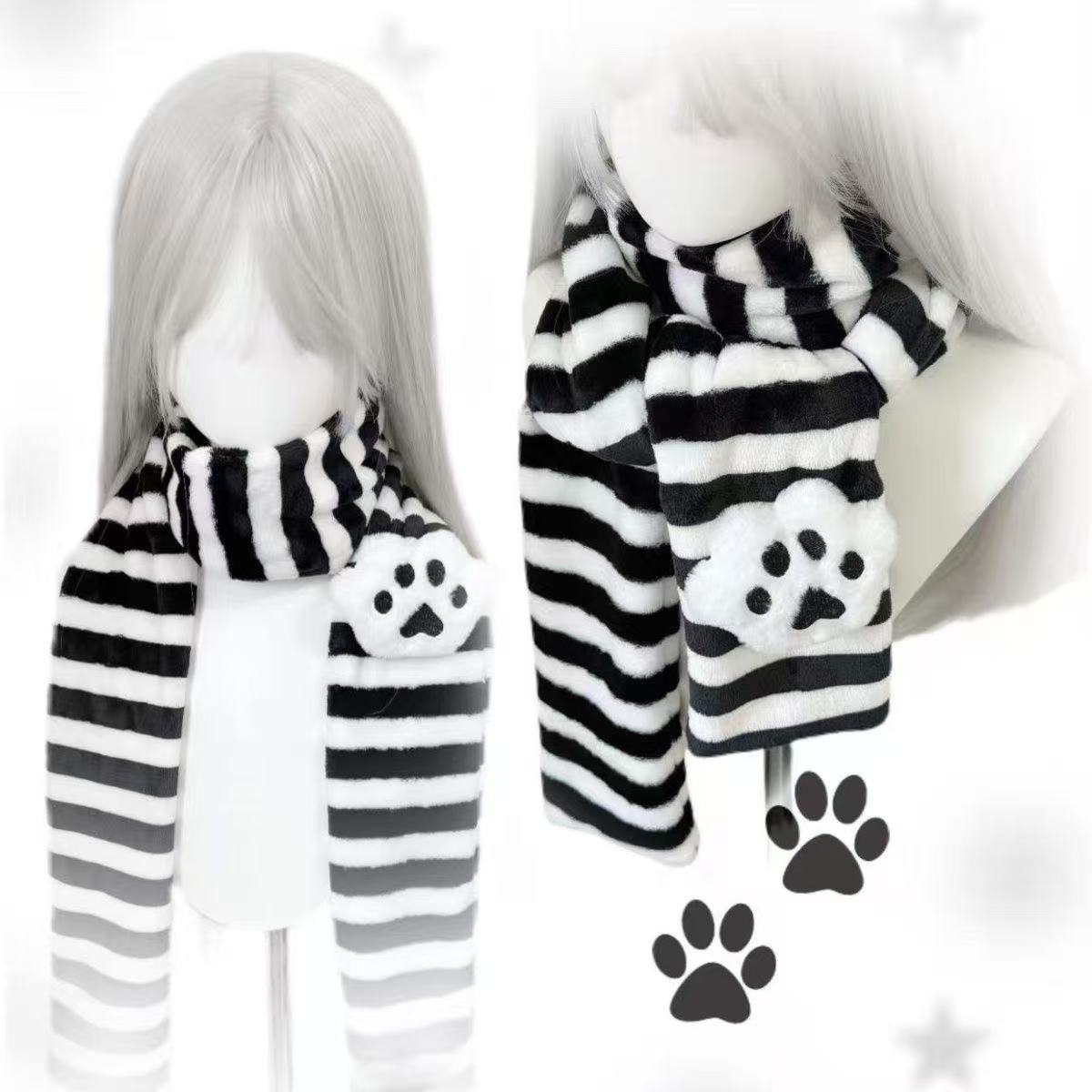 Kawaii Kniied Scarf Cat Paw De - Women'S Winter Accessories Set 评论和价格