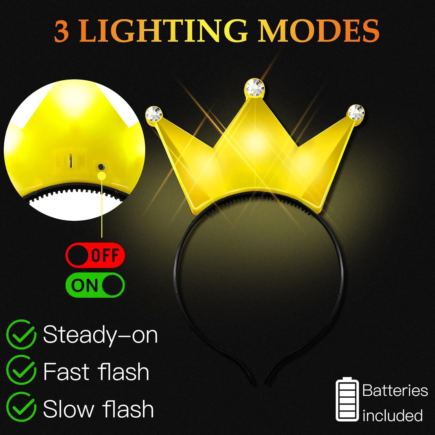 2pcs Yellow LED Crown Princess - Women'S Yellow Accessories 评论和价格