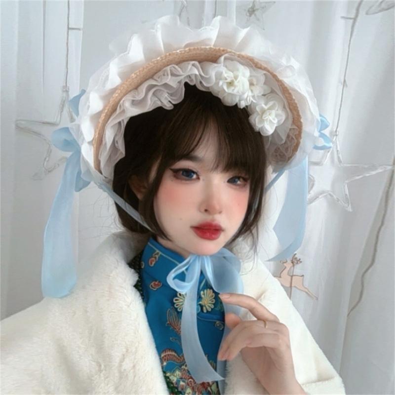 Y3NE Victorian Lace Bonnet Hat - Women'S Victorian Era Accessories 评论和价格