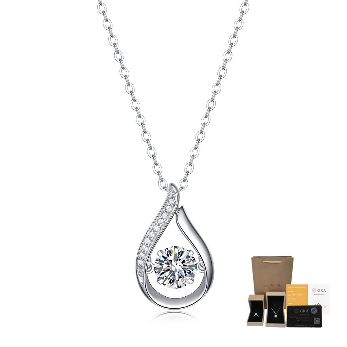 925 Sterling Silver Teardrop S - Charm Necklace Dainty 评论和价格