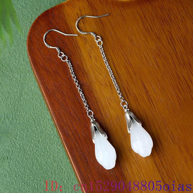 White Real Jade Flower Earring - Women'S Yellow Accessories 评论和价格