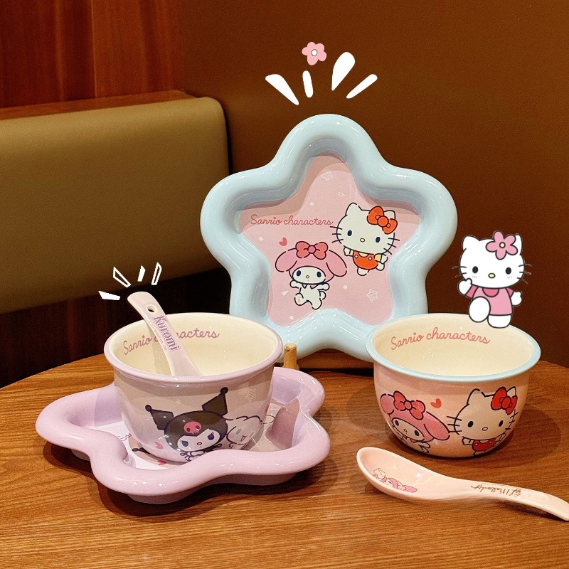 Cartoon Cat Print Ceramic Dinn - Women Kitchen Accessories 评论和价格
