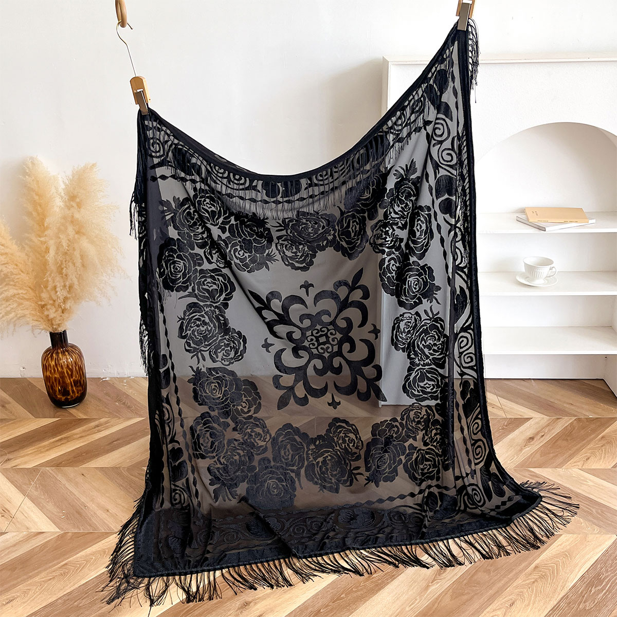 Retro Velvet Tassel Scarf Flor - Women'S Winter Accessories Set 评论和价格