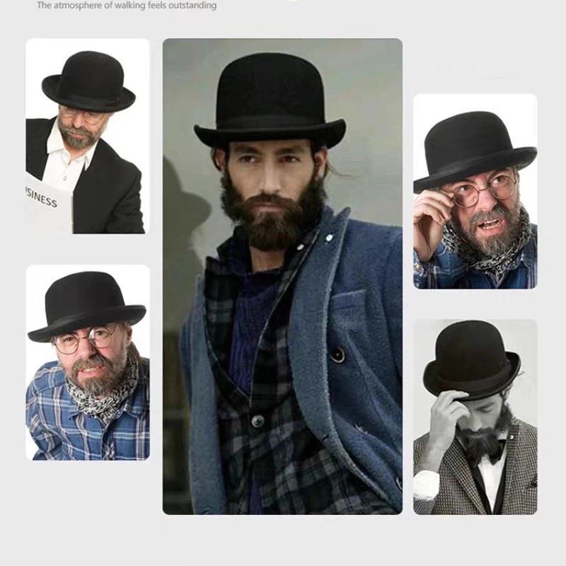100% Wool Bowler Hat for Men B - Women'S Victorian Era Accessories 评论和价格